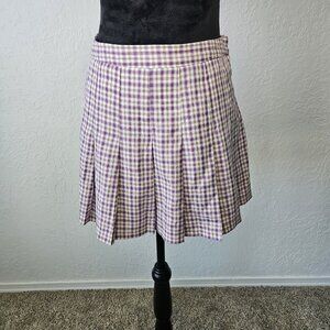 Cotton Candy LA mini skirt skort purple pink Sz Large plaid Barbie Preppy Tennis